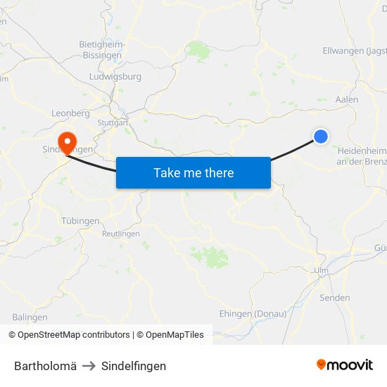 Bartholomä to Sindelfingen map