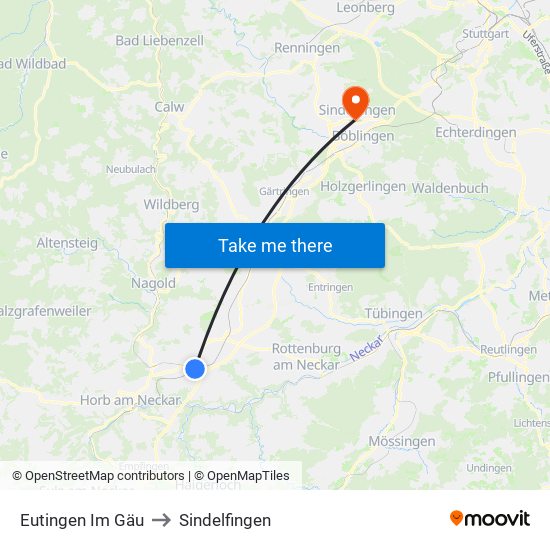 Eutingen Im Gäu to Sindelfingen map