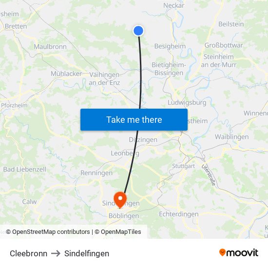 Cleebronn to Sindelfingen map