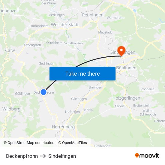 Deckenpfronn to Sindelfingen map