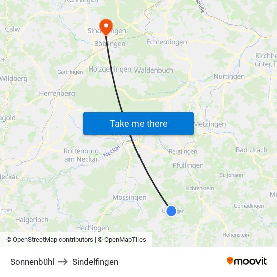 Sonnenbühl to Sindelfingen map