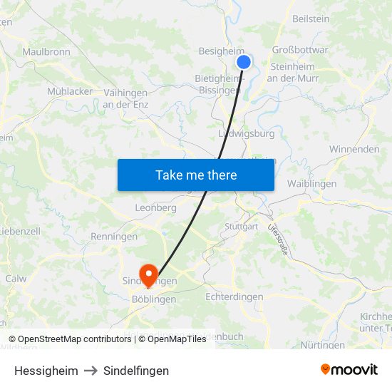 Hessigheim to Sindelfingen map