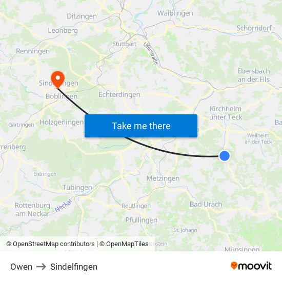 Owen to Sindelfingen map