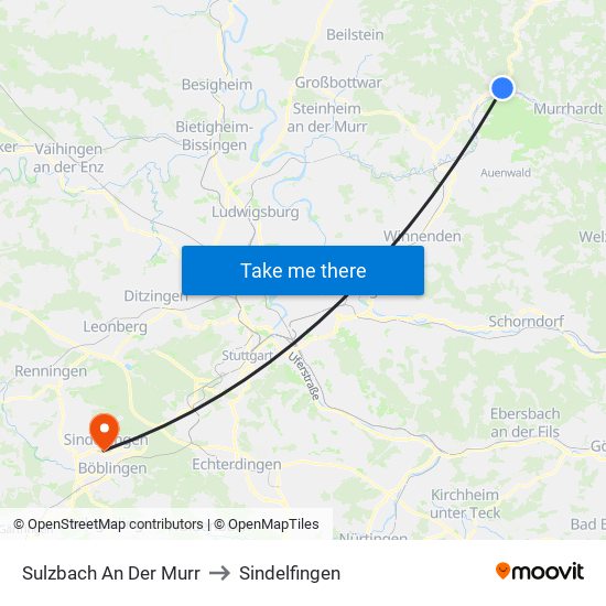 Sulzbach An Der Murr to Sindelfingen map