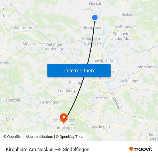 Kirchheim Am Neckar to Sindelfingen map