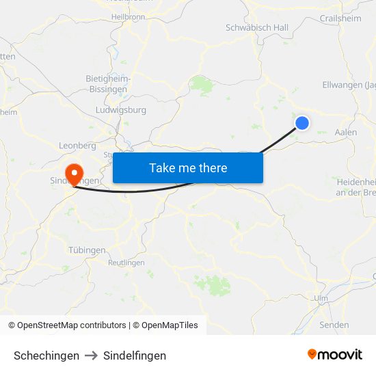 Schechingen to Sindelfingen map