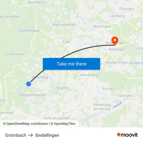 Grömbach to Sindelfingen map