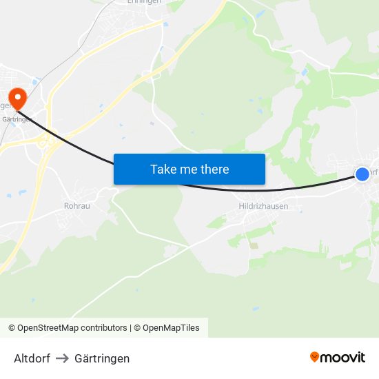 Altdorf to Gärtringen map