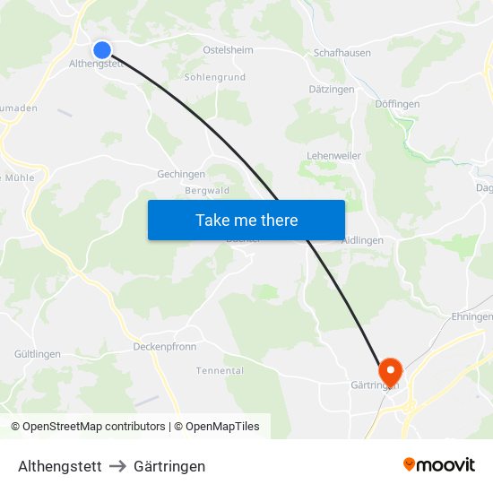 Althengstett to Gärtringen map