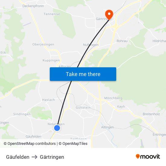 Gäufelden to Gärtringen map