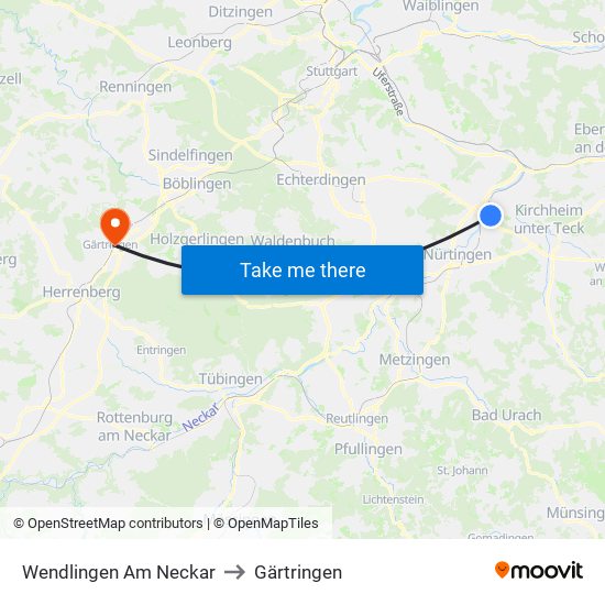 Wendlingen Am Neckar to Gärtringen map