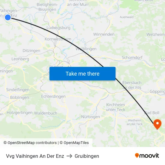 Vvg Vaihingen An Der Enz to Gruibingen map