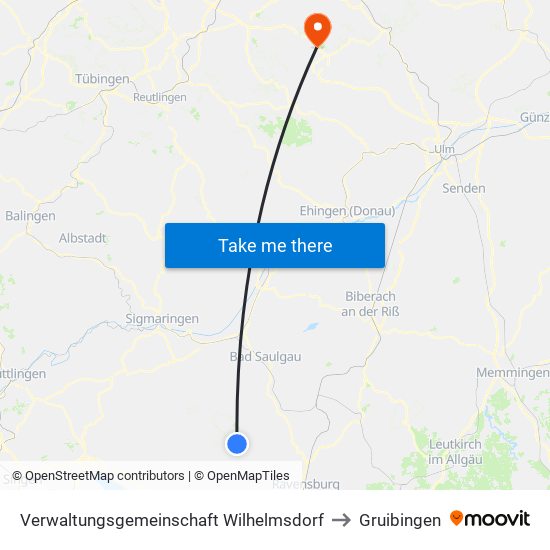 Verwaltungsgemeinschaft Wilhelmsdorf to Gruibingen map