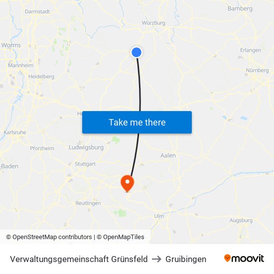 Verwaltungsgemeinschaft Grünsfeld to Gruibingen map