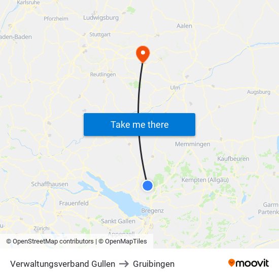 Verwaltungsverband Gullen to Gruibingen map