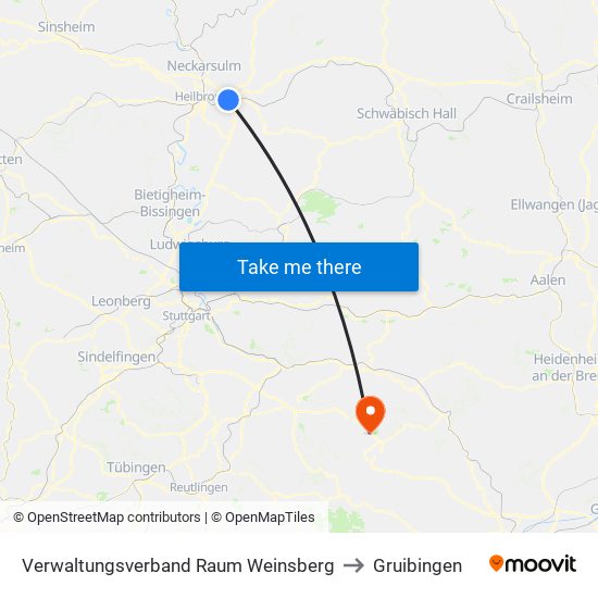 Verwaltungsverband Raum Weinsberg to Gruibingen map