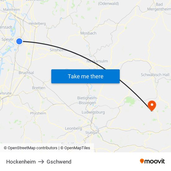 Hockenheim to Gschwend map