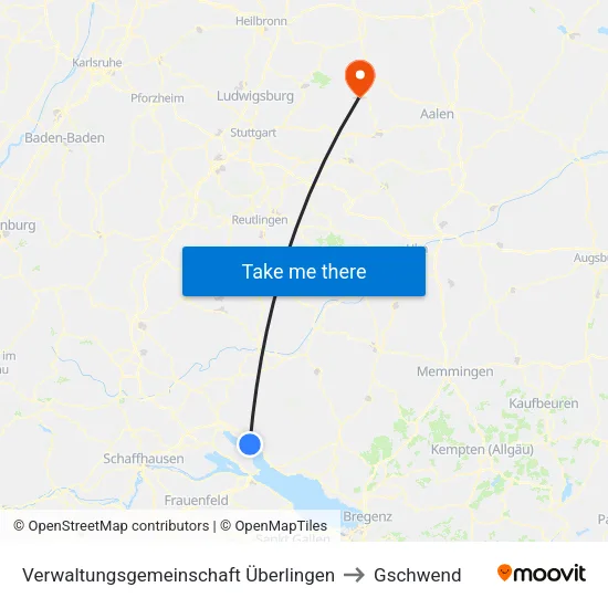 Verwaltungsgemeinschaft Überlingen to Gschwend map