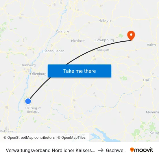 Verwaltungsverband Nördlicher Kaiserstuhl to Gschwend map
