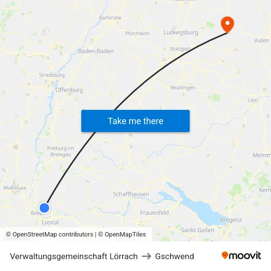 Verwaltungsgemeinschaft Lörrach to Gschwend map