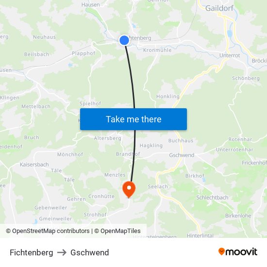 Fichtenberg to Gschwend map
