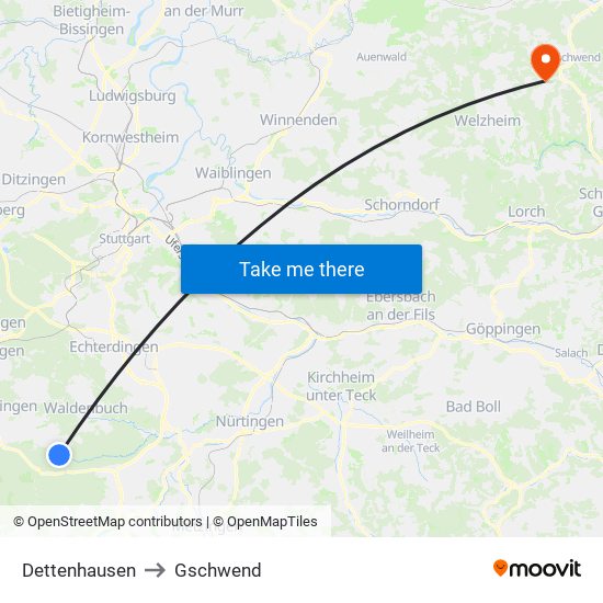 Dettenhausen to Gschwend map