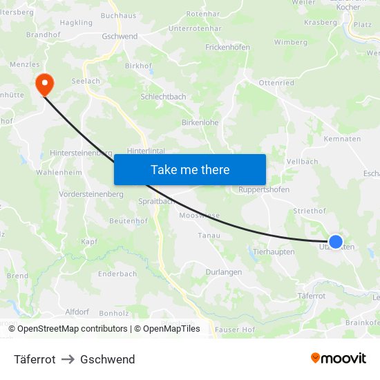 Täferrot to Gschwend map