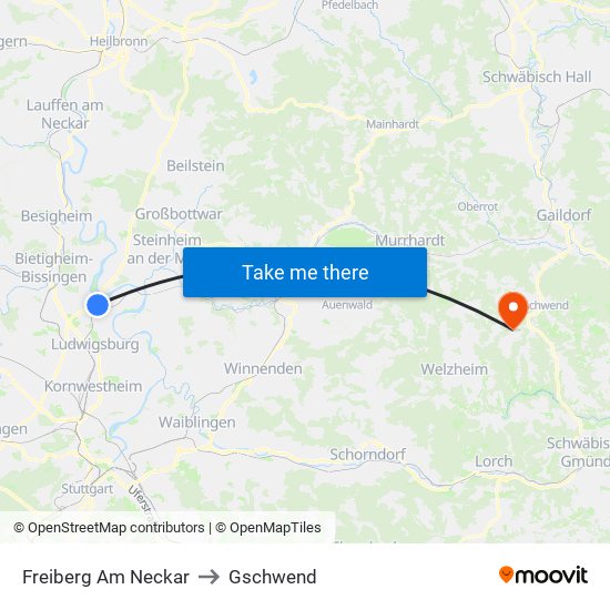 Freiberg Am Neckar to Gschwend map