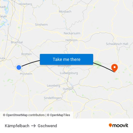 Kämpfelbach to Gschwend map