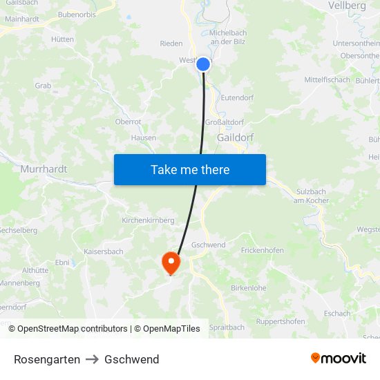 Rosengarten to Gschwend map