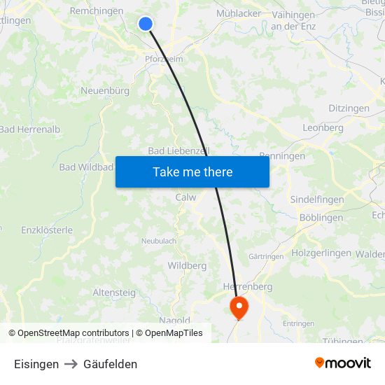 Eisingen to Gäufelden map