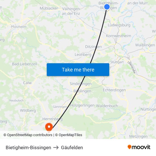 Bietigheim-Bissingen to Gäufelden map