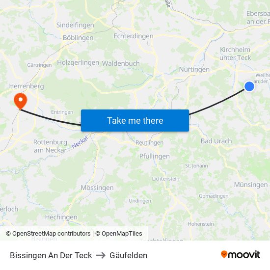 Bissingen An Der Teck to Gäufelden map