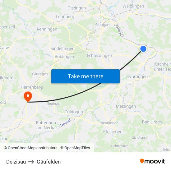 Deizisau to Gäufelden map