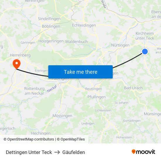 Dettingen Unter Teck to Gäufelden map