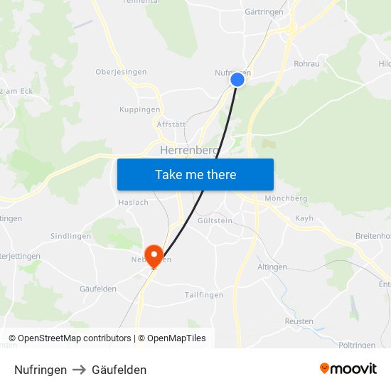 Nufringen to Gäufelden map