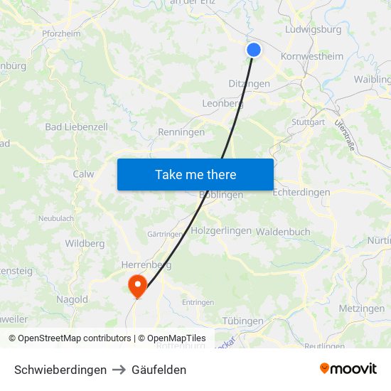 Schwieberdingen to Gäufelden map