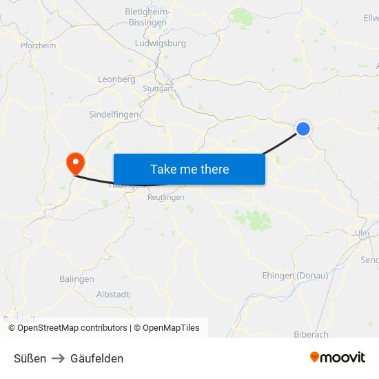 Süßen to Gäufelden map