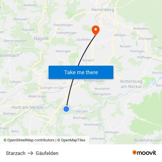 Starzach to Gäufelden map