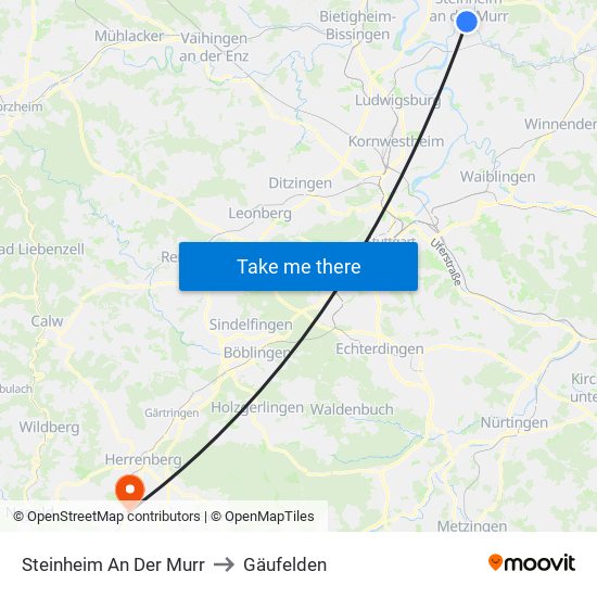 Steinheim An Der Murr to Gäufelden map