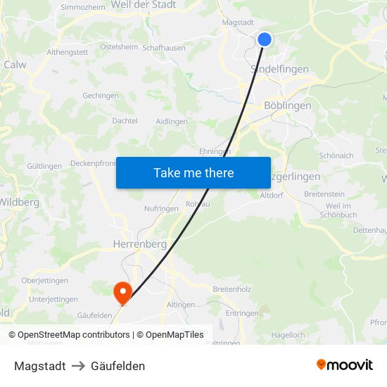 Magstadt to Gäufelden map