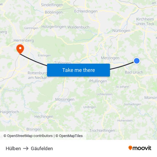 Hülben to Gäufelden map