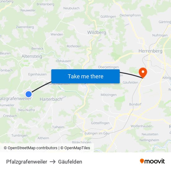 Pfalzgrafenweiler to Gäufelden map