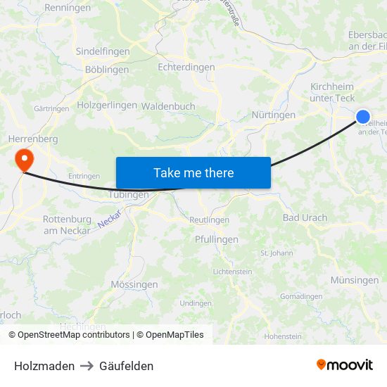 Holzmaden to Gäufelden map