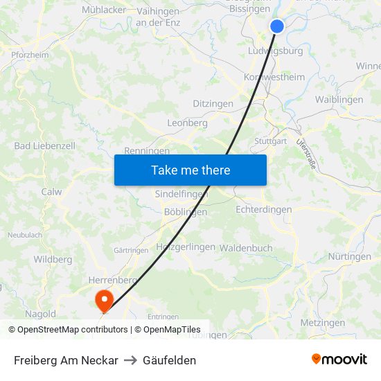 Freiberg Am Neckar to Gäufelden map