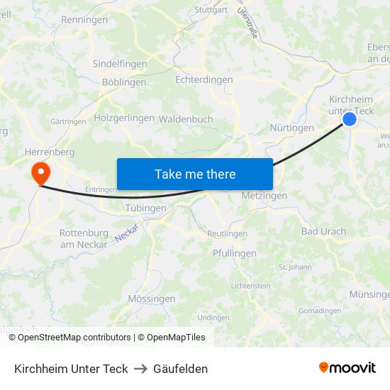 Kirchheim Unter Teck to Gäufelden map