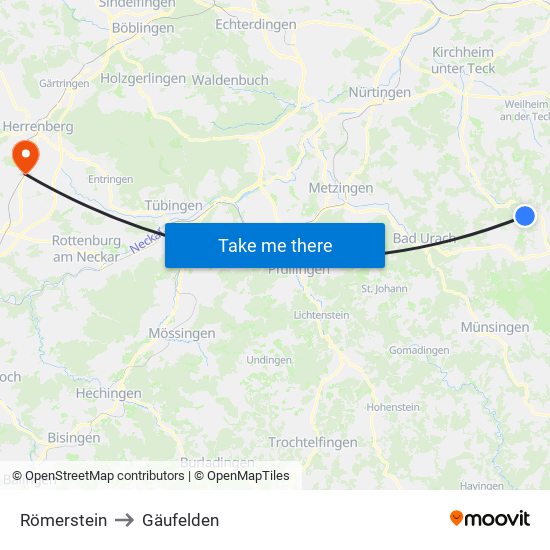 Römerstein to Gäufelden map