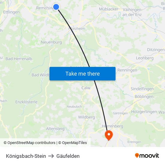 Königsbach-Stein to Gäufelden map