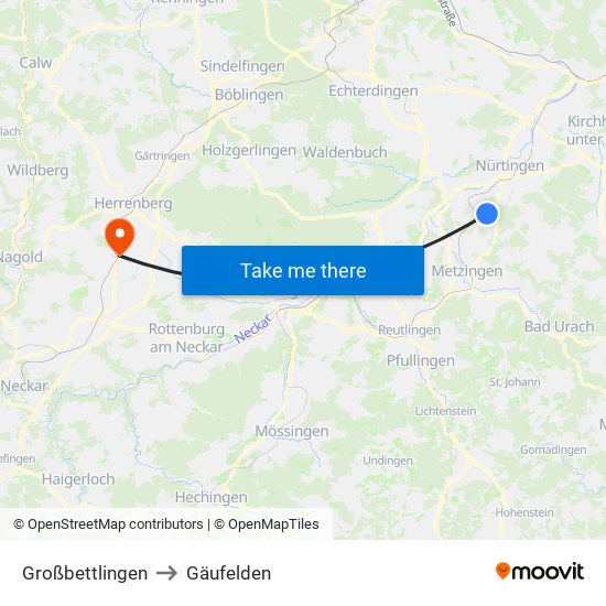 Großbettlingen to Gäufelden map