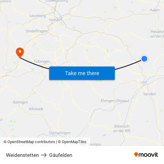 Weidenstetten to Gäufelden map